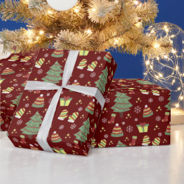 Niedlich Maroon Christmas Geschenkpapier
