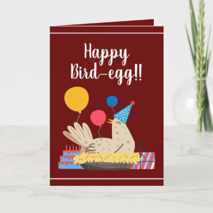 Niedlich Maroon Funny Chicken Spaß Balloons Geburt Karte