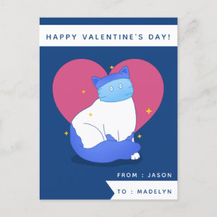 Niedlich Masked Cat Funny Classroom Kinder Valenti Postkarte