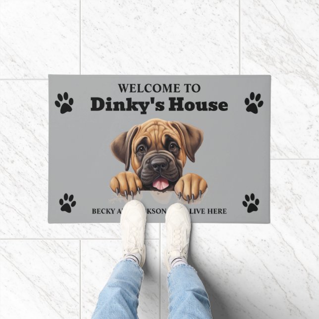 Niedlich Mastiff Dog Foto Fußmatte (Indoor)