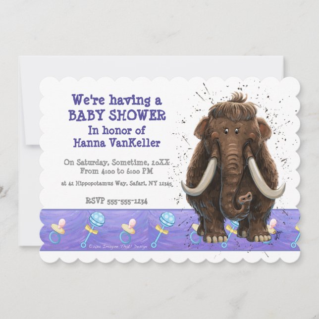 Niedlich Mastodon Einladung (Vorderseite)