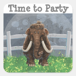 Niedlich Mastodon Quadratischer Aufkleber