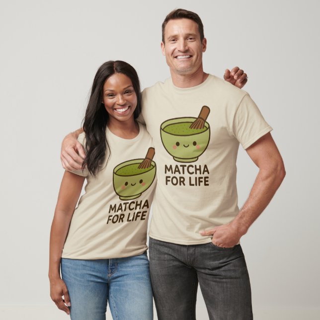 Niedlich Matcha Bowl Sticker T-Shirt (Unisex)