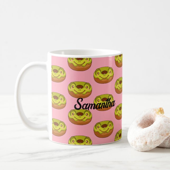 Niedlich Matcha Frog Donut Kaffeetasse (Mit Donut)
