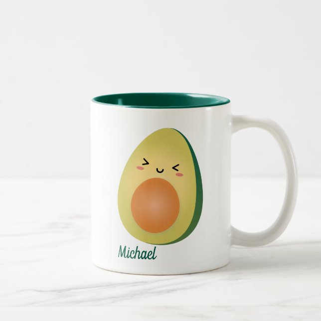 Niedlich Matching Couple Avocados Funny Lasse Avoc Zweifarbige Tasse (Rechts)