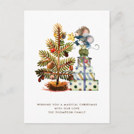 Niedlich Mäuse Weihnachtsbaum Urlaub Postkarte