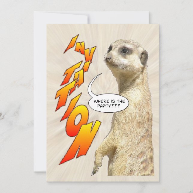Niedlich Meerkat Furry Party Einladung Card (Vorderseite)