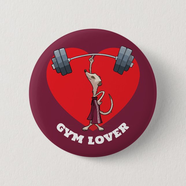 Niedlich Meerkat Gym Lover Gewitter Cartoon Button (Vorderseite)