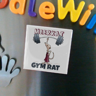 Niedlich Meerkat Gym Rat Funny Weightlifter Cartoo Magnet