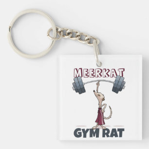 Niedlich Meerkat Gym Rat Funny Weightlifter Cartoo Schlüsselanhänger