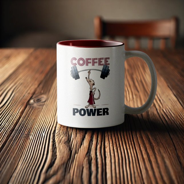 Niedlich Meerkat Kaffee Power Weightlift Cartoon Zweifarbige Tasse (Von Creator hochgeladen)