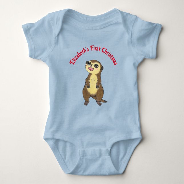 Niedlich Meerkat My First Christmas Baby Bodysuit Baby Strampler (Vorderseite)
