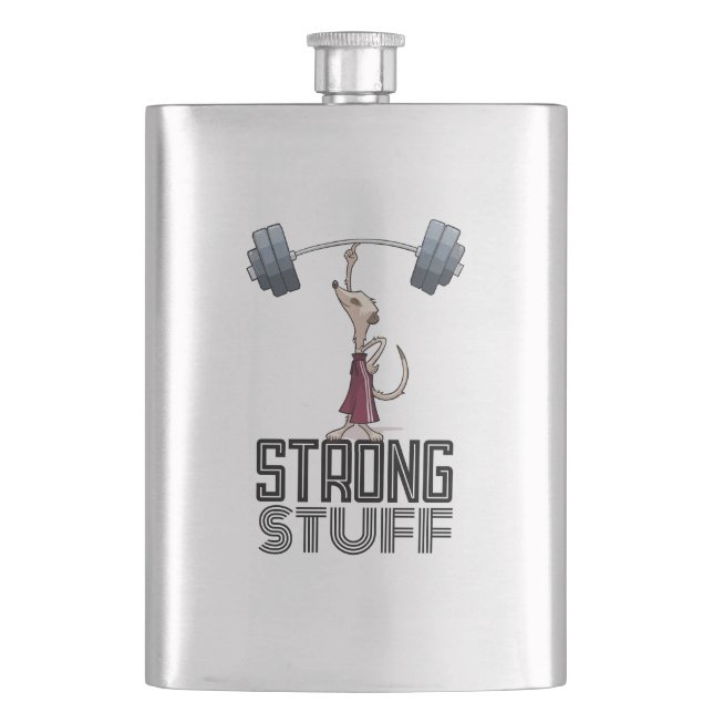 Niedlich Meerkat Strong Stuff Weightlift Cartoon Flachmann (Vorderseite)