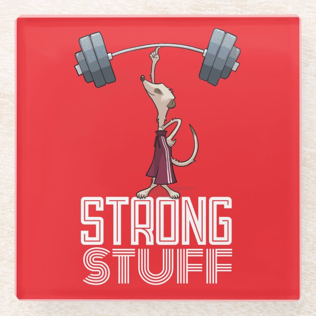 Niedlich Meerkat Strong Stuff Weightlift Cartoon Glasuntersetzer (Vorderseite)