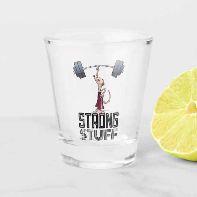 Niedlich Meerkat Strong Stuff Weightlift Cartoon Schnapsglas (Vorderseite)