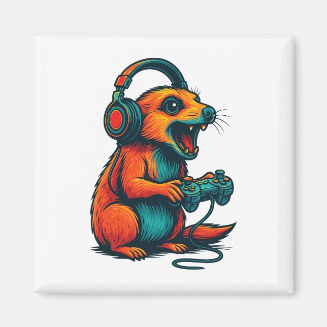 Niedlich Meerkat Video Game Controller Funny Gamer Magnet (Vorne)