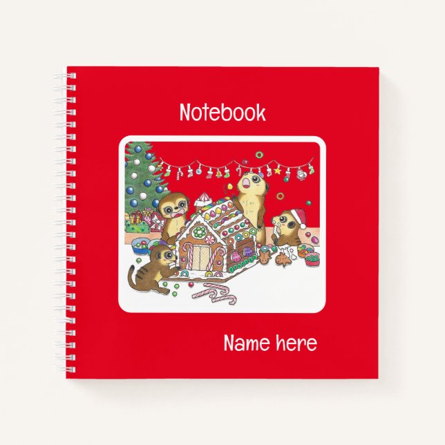 Niedlich Meerkats Custom Red Notebook Notizbuch (Vorderseite)