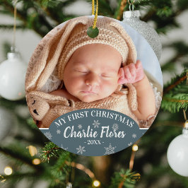 Niedlich Mein erstes Weihnachts-Baby-Foto, Name &  Keramik Ornament