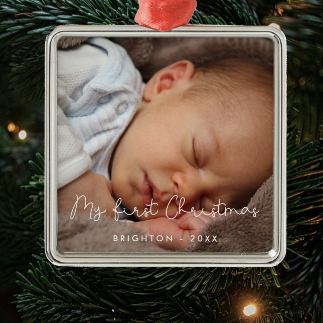 Niedlich Mein erstes Weihnachtsbaby-Foto Ornament Aus Metall (Von Creator hochgeladen)