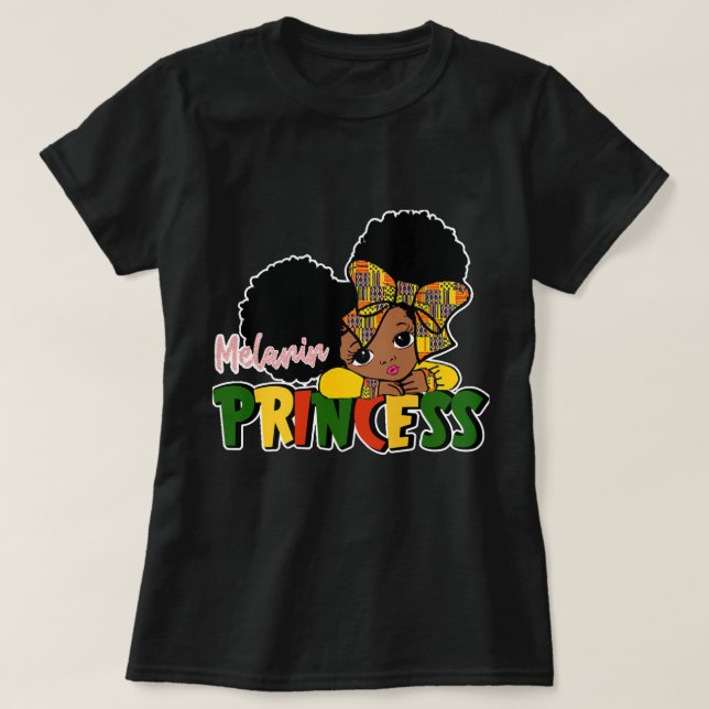 Niedlich Melanin Princess Black History T-Shirt (Design vorne)