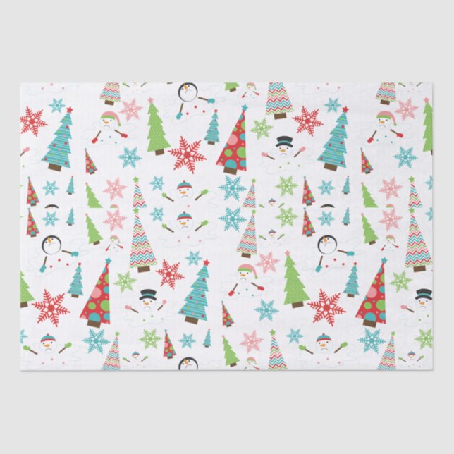 Niedlich Melting Snowman Funky Christmas Trees Seidenpapier (Vorderseite)