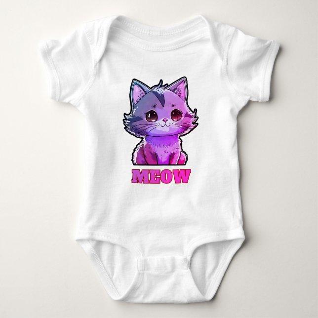 Niedlich Meow Baby Strampler (Vorderseite)