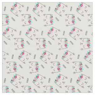 Niedlich Meow Cat mit Floral Halo Stoff