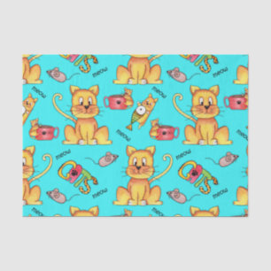 Niedlich Meow Cats Aqua Seidenpapier