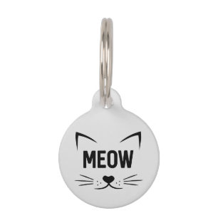 Niedlich Meow Personalisiert Gray Cat Tag Haustiermarke