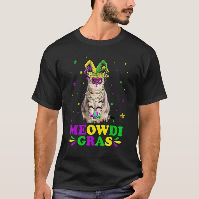 Niedlich Meowdi Gras American Shorthair Cat Mask M T-Shirt (Vorderseite)
