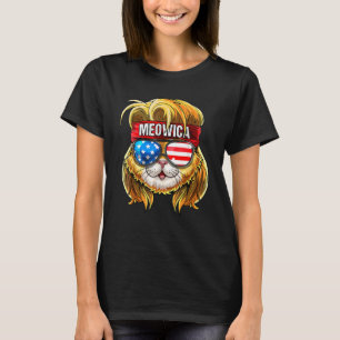 Niedlich Meowica Cat Mullet American Flag Patrioti T-Shirt