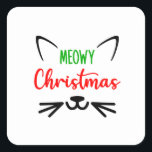 Niedlich Meowy Christmas Cat Face Quadratischer Aufkleber<br><div class="desc">Niedlich Meowy Christmas Cat Face Square Sticker</div>