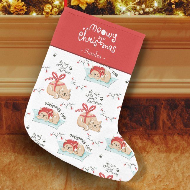 Niedlich Meowy Christmas Kitty Cat Pattern Kleiner Weihnachtsstrumpf (Von Creator hochgeladen)