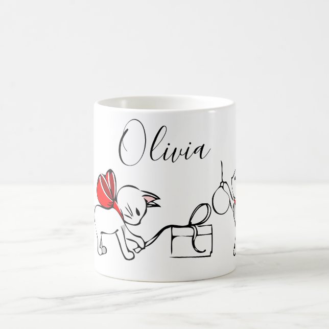 Niedlich Meowy Weihnachten Kätzchen Kaffeetasse (Mittel)