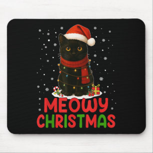 Niedlich Meowy Weihnachten Weihnachtsmannmütze Fun Mousepad