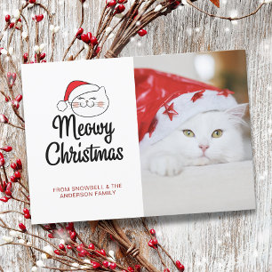 Niedlich Meowy Weihnachts Foto Hauskatze Feiertagskarte