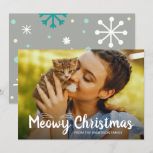 Niedlich Meowy Weihnachtsmann Katze Liebhaber Foto Feiertagskarte