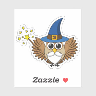 Niedlich Merlin the Wizard Owl Cartoon Aufkleber