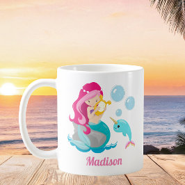 Niedlich Mermaid Girl Beach Narwhal Monogram Kids Kaffeetasse