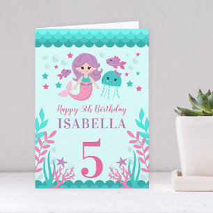 Niedlich Mermaid Girl Birthday Karte