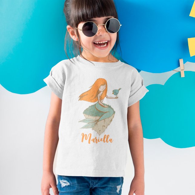 Niedlich Mermaid Girl Birthday T-Shirt (Von Creator hochgeladen)
