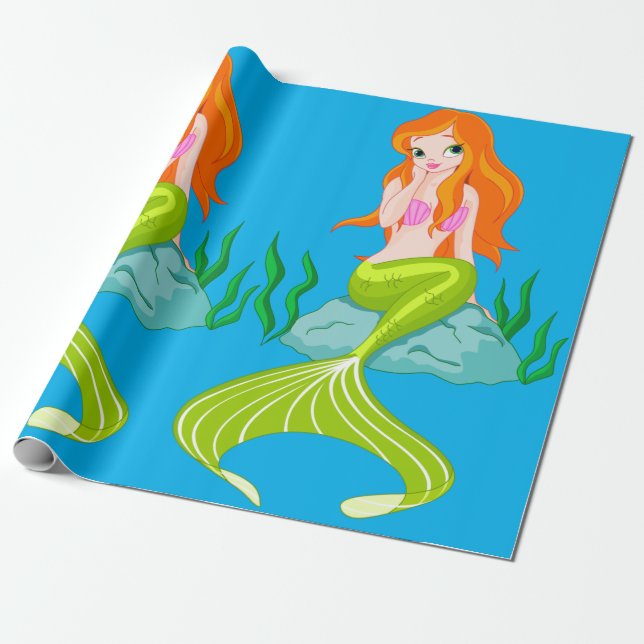 Niedlich Mermaid Girl Geschenkpapier (Ungerollt)