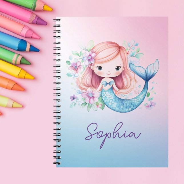 Niedlich Mermaid Girls Personalisiert Notebook Notizblock (Von Creator hochgeladen)