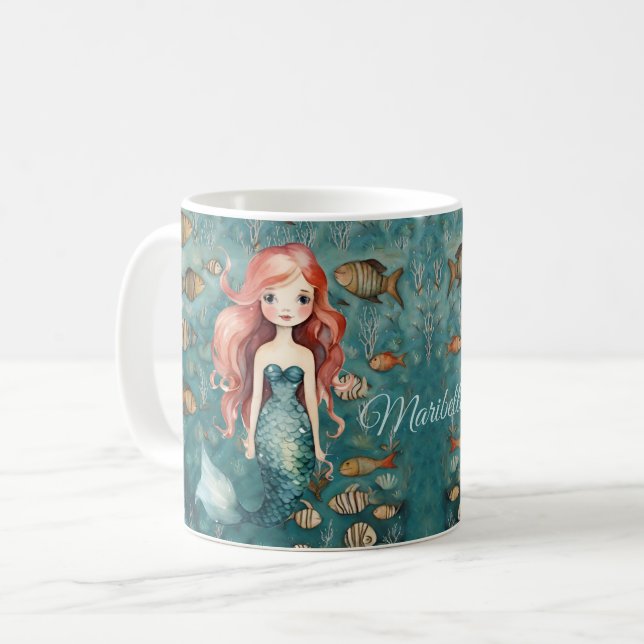 Niedlich Mermaid Kaffeetasse (Vorderseite Links)