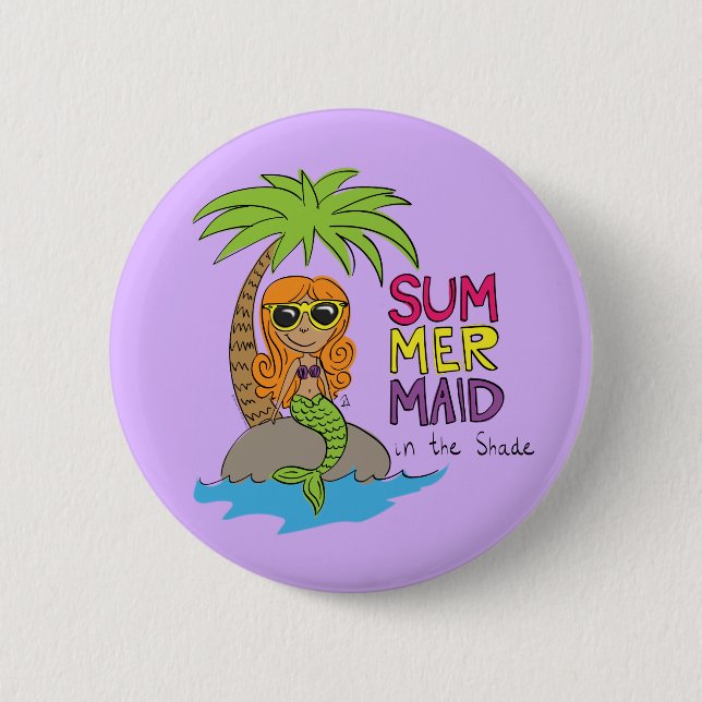 Niedlich Mermaid Kids Cartoon Button (Vorderseite)