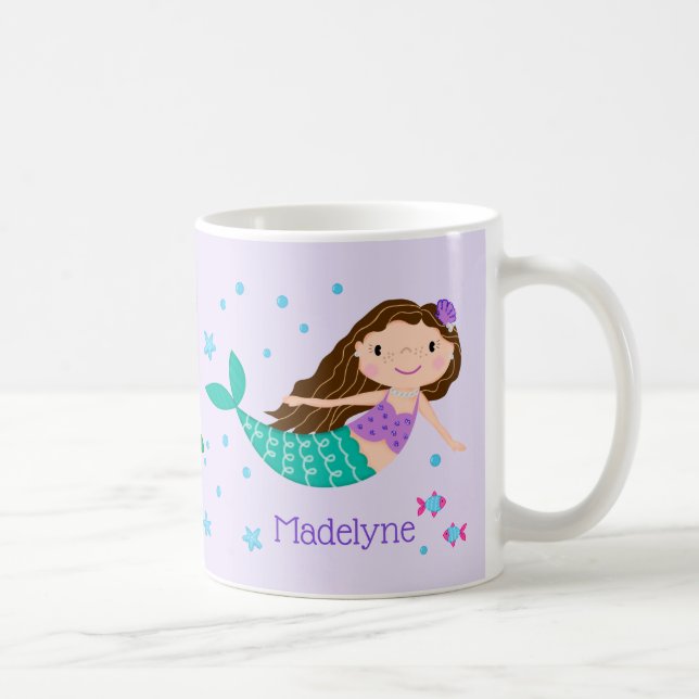 Niedlich Mermaid Lila Personalisiert Kaffeetasse (Rechts)
