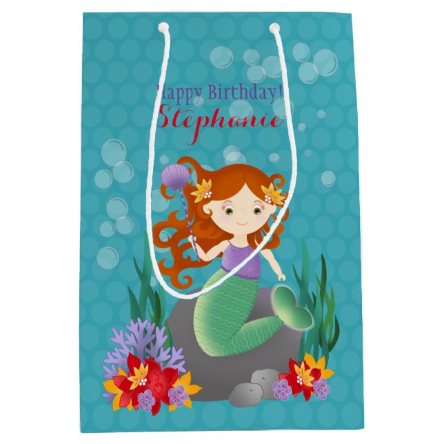 Niedlich Mermaid Mittlere Geschenktüte (Vorderseite)