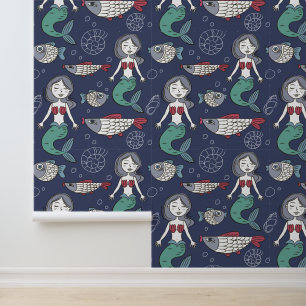 Niedlich Mermaid Muster Tapete