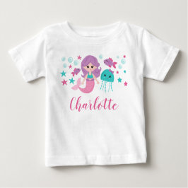 Niedlich Mermaid Personalisiert Girl Baby T-shirt
