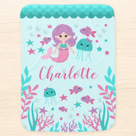 Niedlich Mermaid Personalisiert Girl Babydecke